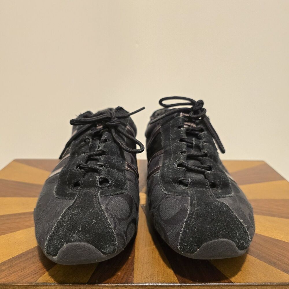 Coach Canvas Signature Logo Lace up Low Top Black Sneakers Shoes US 10B Womens - Picture 3 of 16